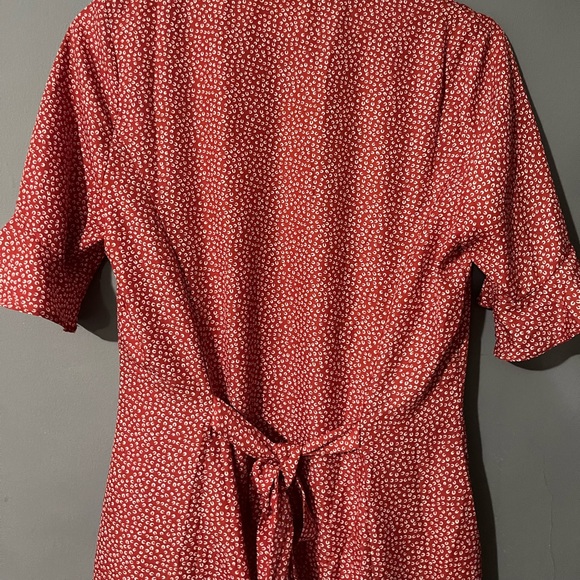 Lulu’s Castana Rust Red Print Button-Up Short Sleeve Dress - Picture 10 of 10